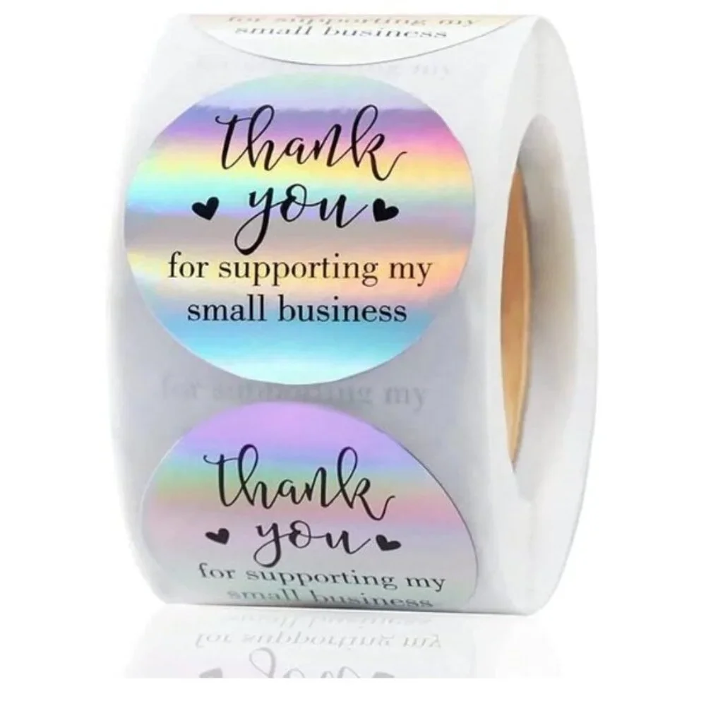 500 Thank You Stickers, 1.5 inch Holographic Thank You Stickers on a Roll